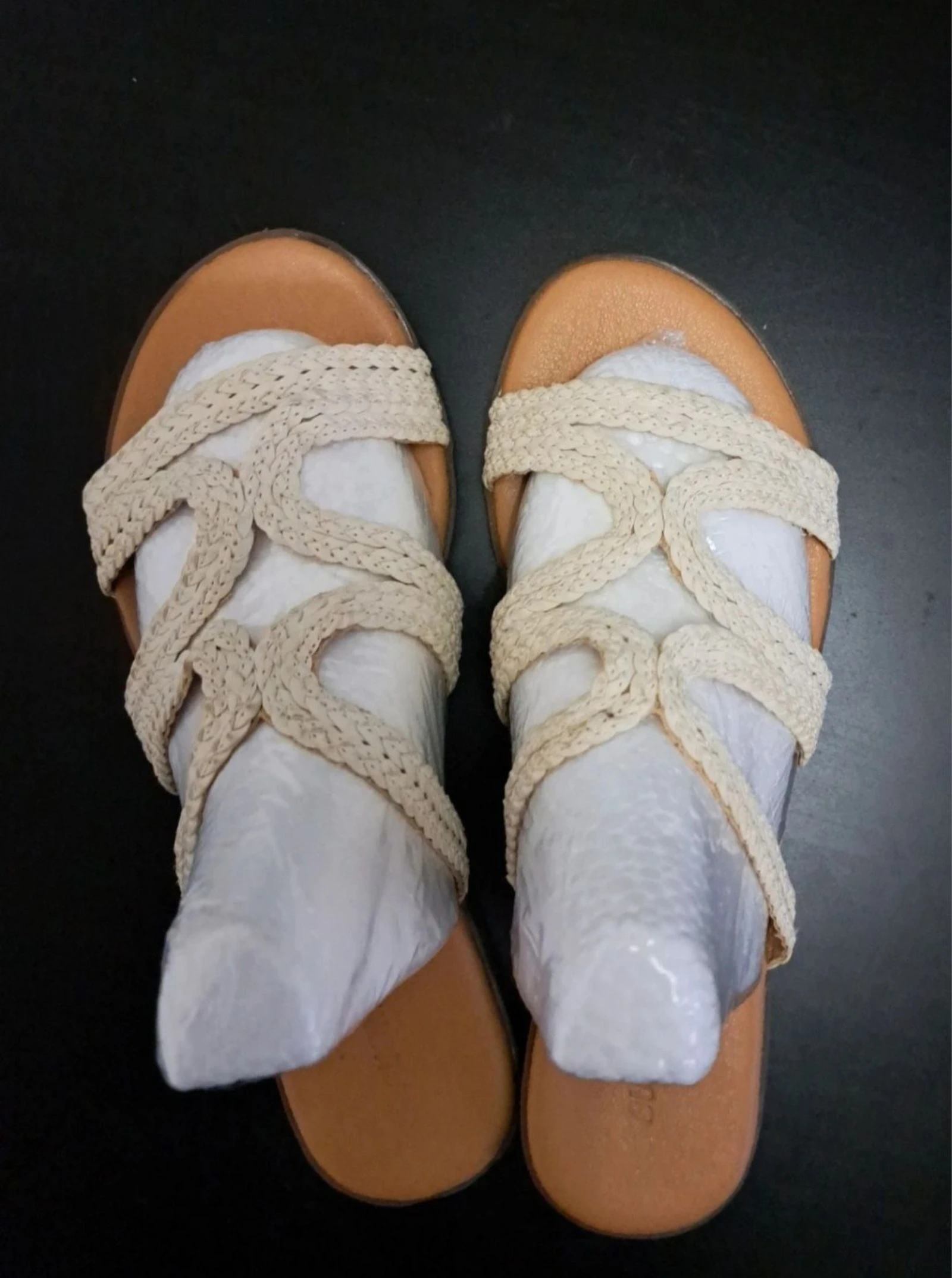 Braided Straw Raffia Sandals Pearl Beige • Size 37 • Boho Summer Must-Have – photo 2